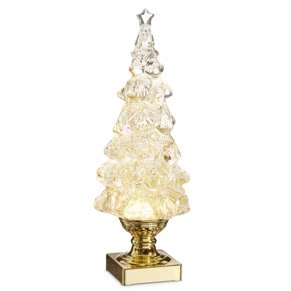 Snow Globe - Lighted Tree w/ Gold Glitter
