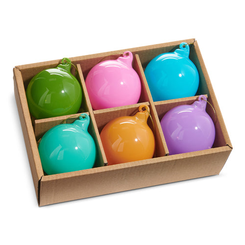 Opaque Blown Glass Ornaments, Set of 6
