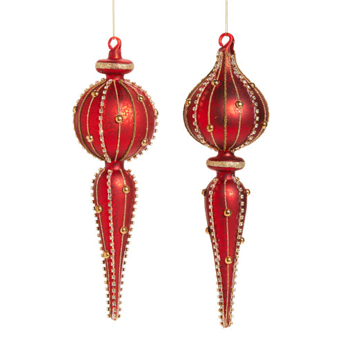 Red and Gold Finial Ornament, 2 Styles