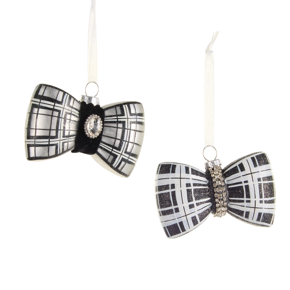 Black and White Plaid Bowtie Ornament