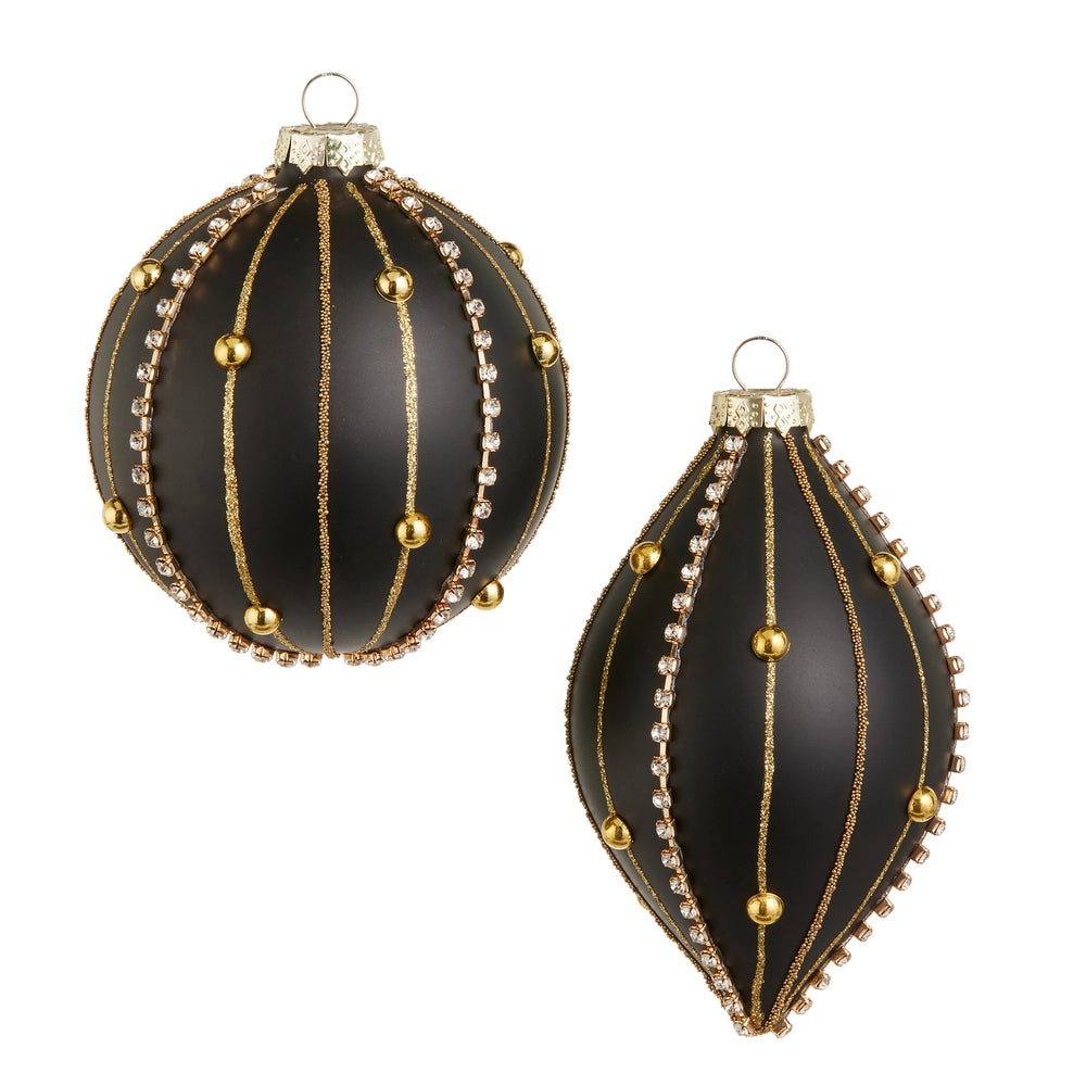 Embellished Black Matte Ornament, 2 Styles