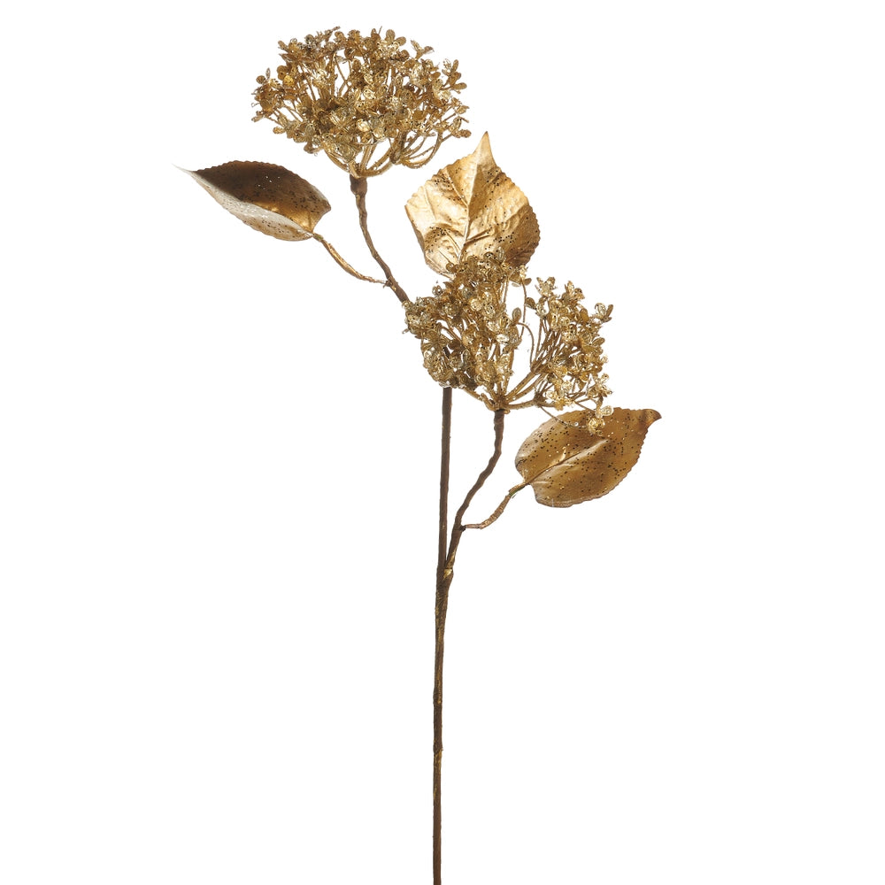 Metallic Gold Hydrangea Pick