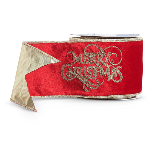 Merry Christmas Wired Embroidery Ribbon