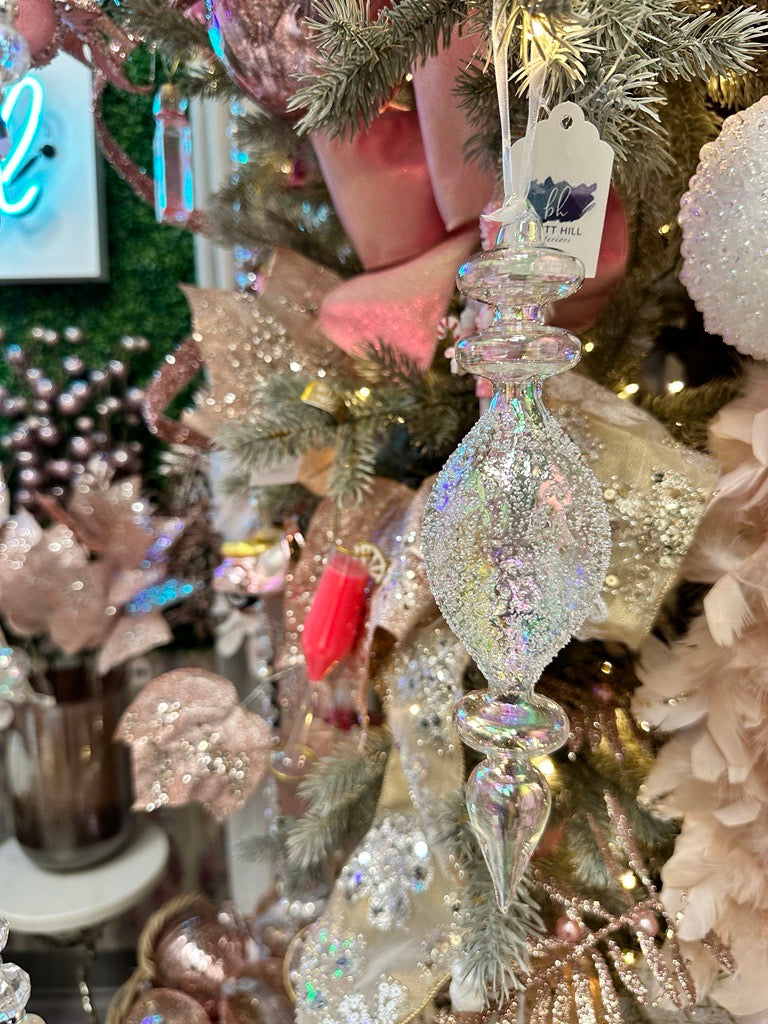 Iridescent Bumpy Ice Finial Ornament, 2 Styles