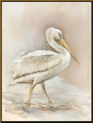 White Pelican in Gold Frame