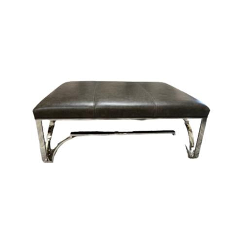 Leather & Chrome Ottoman