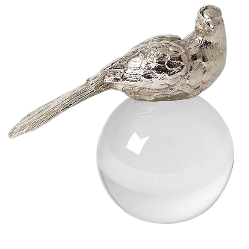 Nickel Bird on Crystal Orb