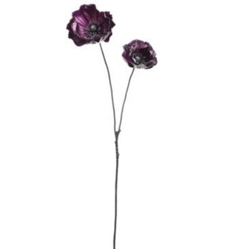 Metallic Poppy Spray - 24" Purple