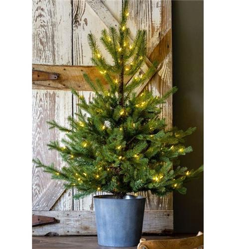 38" Lit Tree in Galvanized Pot