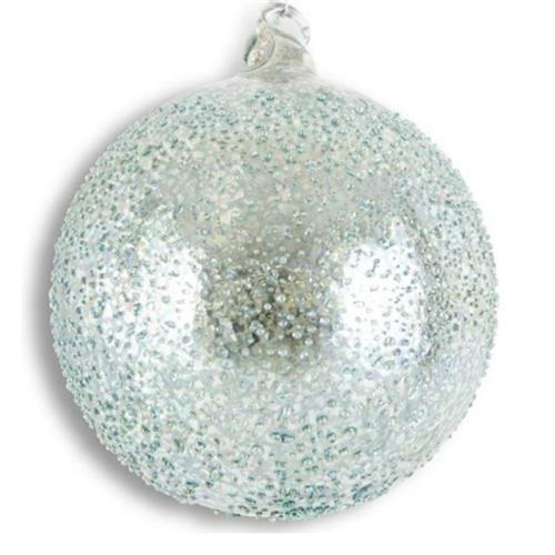 Light Blue Textured Mercury Glass Round Ornament