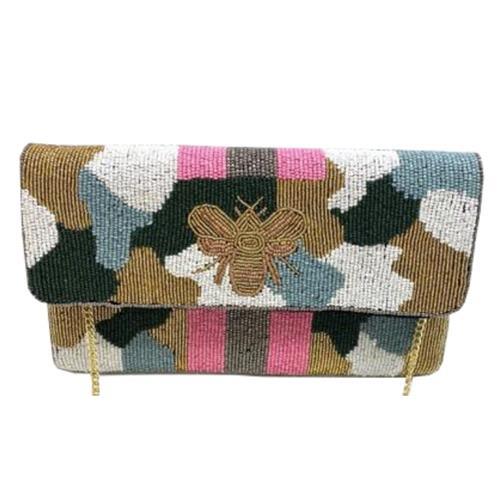 Dark Camo Clutch with Bee