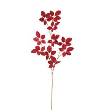 Metallic Schefflera Leaf Spray - 50.5" Red