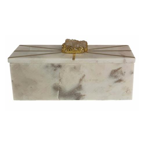 White Marble Box with Pyrite Lid