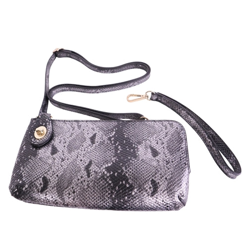 Gunmetal Python Clutch