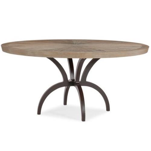 Wood Sunburst with Metal Base Dining Table