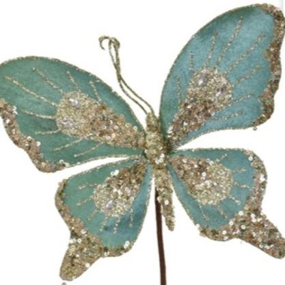 Butterfly w/ Sequins - Aqua