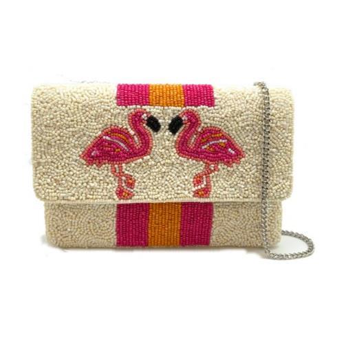 Flamingo Beaded Clutch