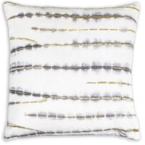 Ivory & Grey Pillow w/ Gold Beading