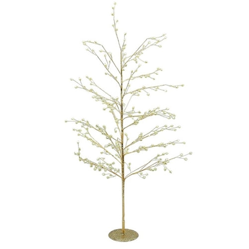 Gold Wire Tree With Ivory Crystals - 35.4"H