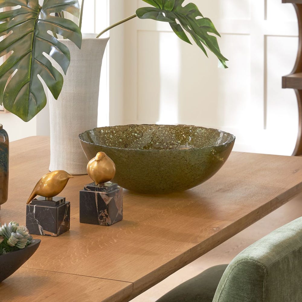 Green Blown Glass Bowl
