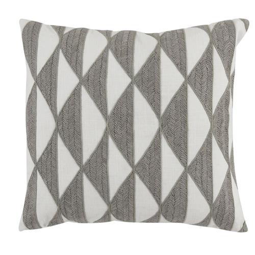 Gray Embroidered Triangles Pillow - 18x18