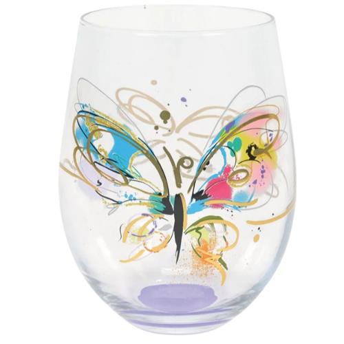 Stemless Wine Glass - Butterfly