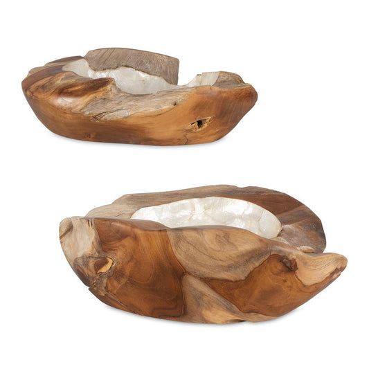 Capiz and Teak Bowl, 2 Sizes