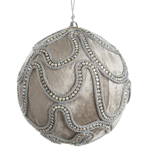 Silver Jewel Chain Velvet Ball Ornament, 5"