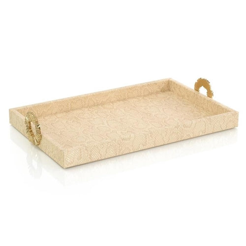 Snakeskin Tray with Gold Decorative Handles