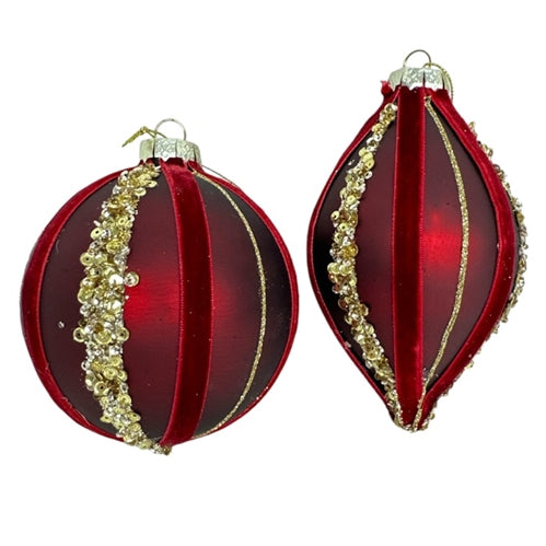 Ornament - Red & Gold Stripe, 2 Styles