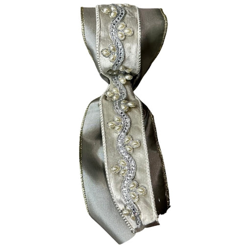 Grey Pearl Multi Ribbon - Single Loop