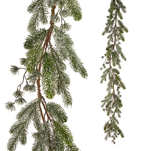 4'6 Crystal Snow Pine Garland