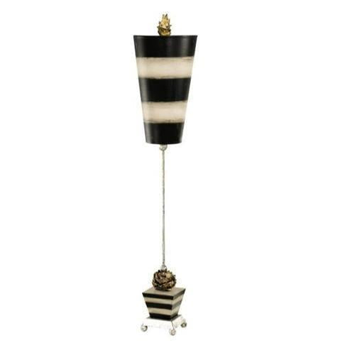 Inverted Black and Taupe Stripe Table Lamp