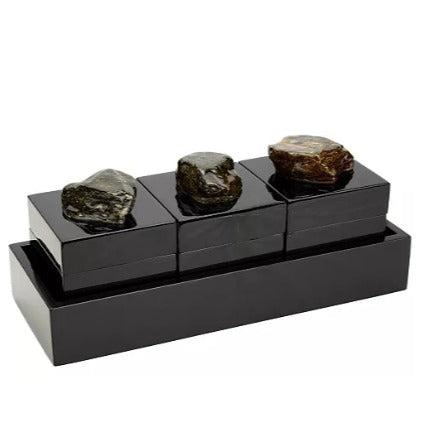 Black Boxes, Set of 3 with Tray