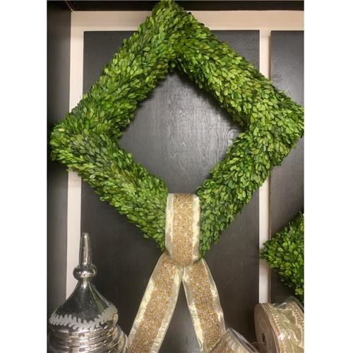 Custom - Square Preserved Natural Boxwood Wreath