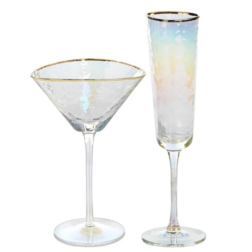 Aperitivo Triangular Glass, Luster with Gold Rim, 2 styles