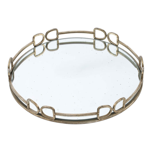 Silver, Round Mirrored Tray