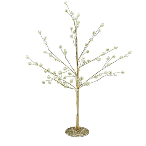 Gold Wire Tree With Ivory Crystals, 23.6"H