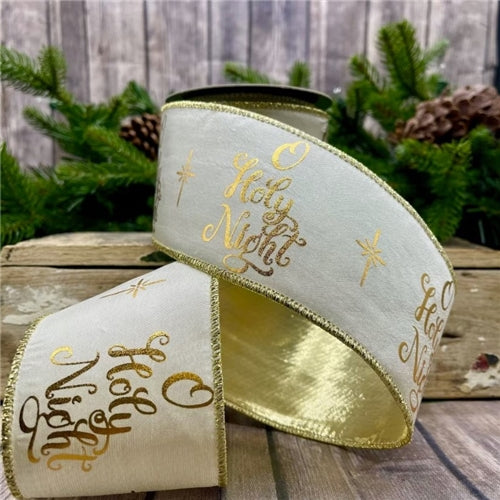 White Taffeta with Gold Foil "O Holy Night"