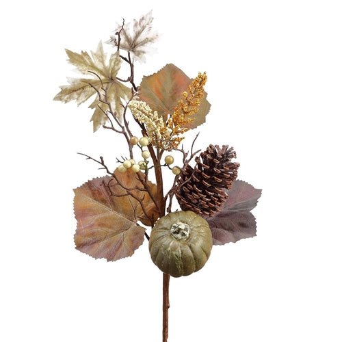 Pumpkin, Pine Cone & Maple Spray, 18" L