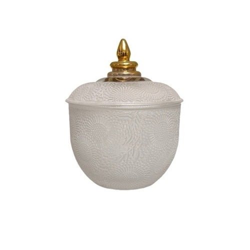 Floral Engraving Temple Canister with Lid