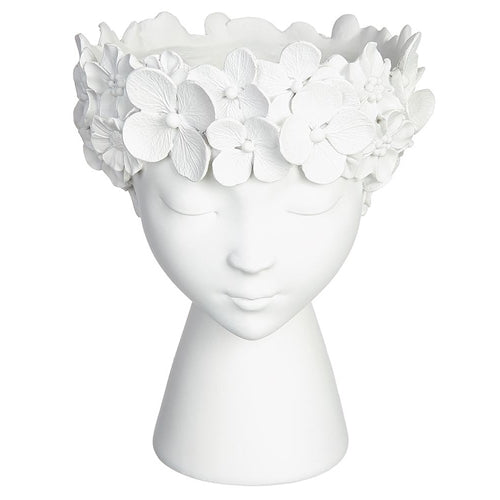 Flower Lady Head Vase - White