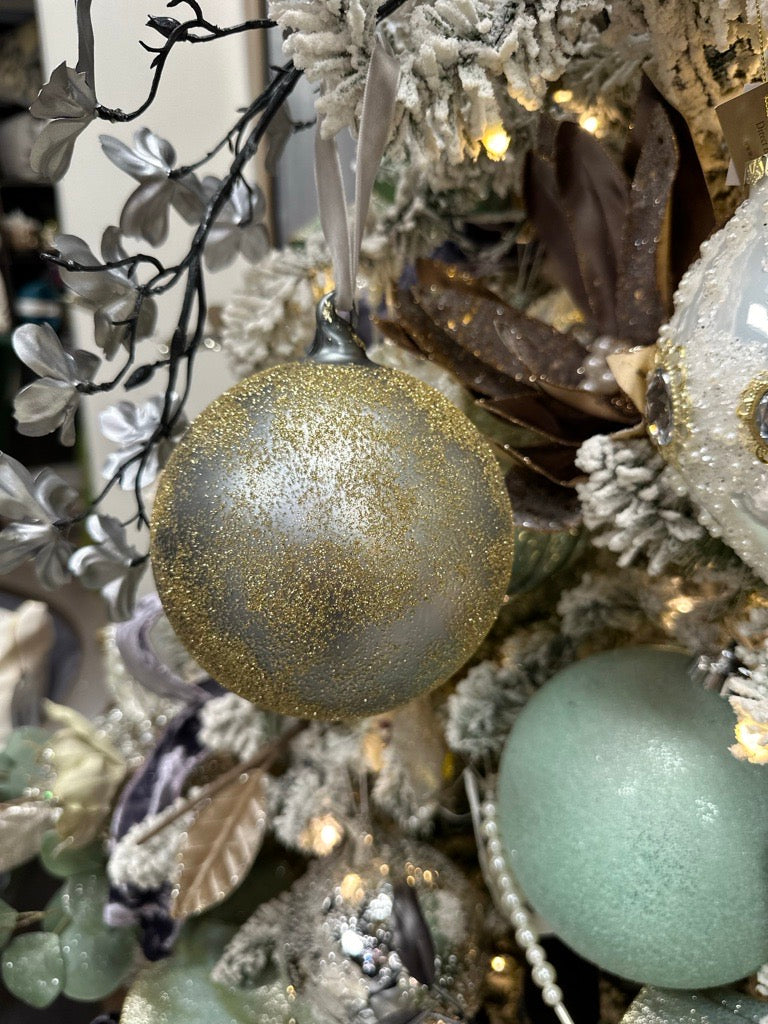 Platinum / Champagne & Gold Glitter Ornament, 2 Color Options