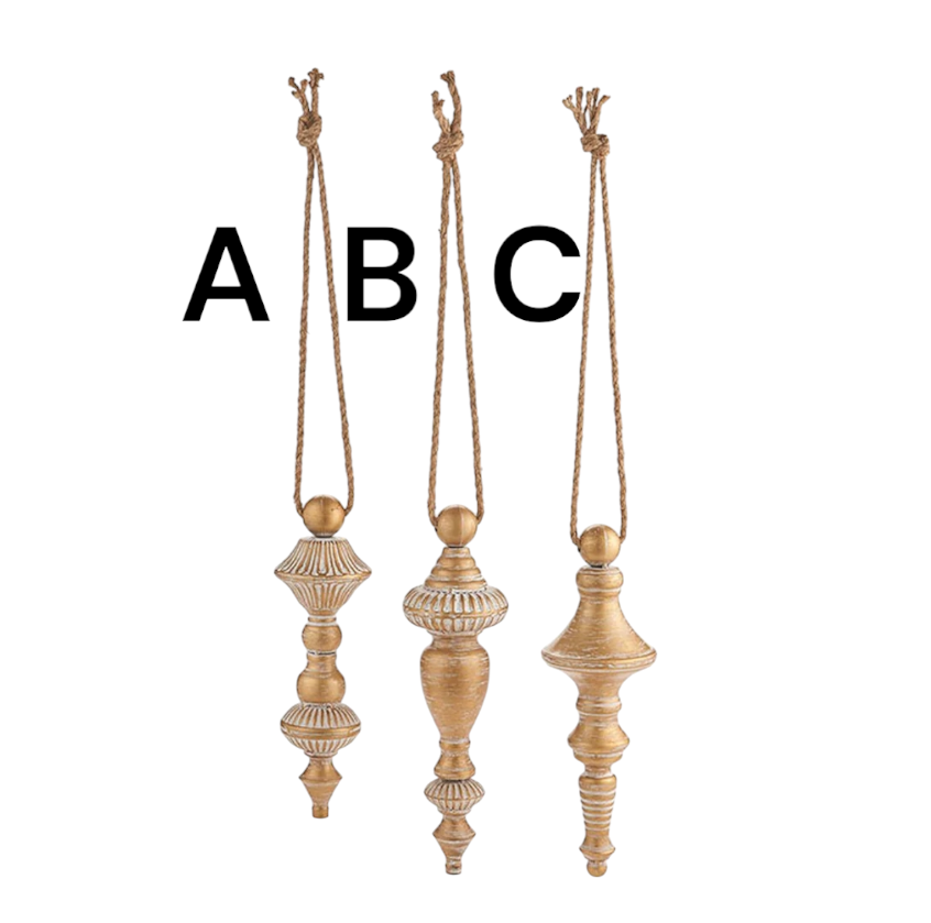 Rope and Gold Finial Ornament, 3 Style Options