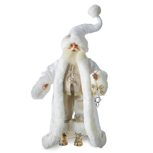 Santa Figurine - White Fur w/ Crystal