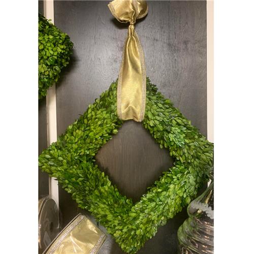 Custom - Square Preserved Natural Boxwood Wreath