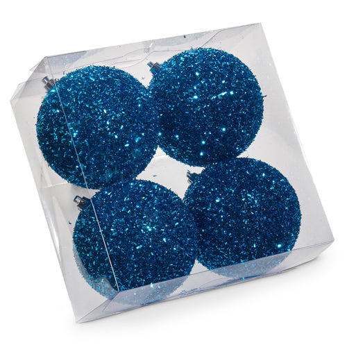 Glittered Ball Ornaments - Blue