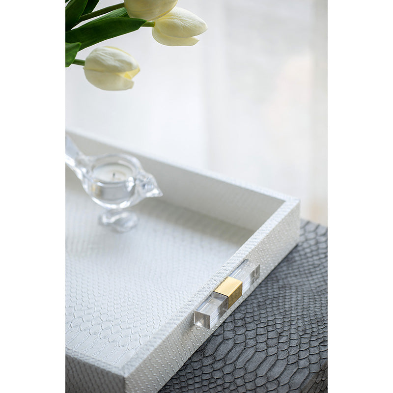 White Snakeskin Tray, 2 Size Options