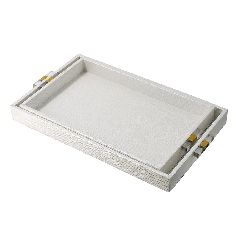 White Snakeskin Tray, 2 Size Options