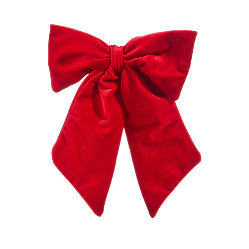 Velvet Bow Clip-On - Red